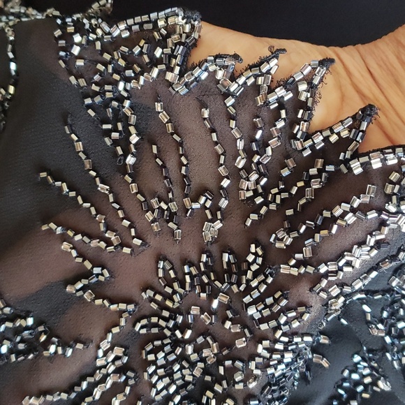 NWT J Kara Beautiful Embroidered Chiffon With Beads Evening,Party Long Dress 8P - Picture 17 of 17